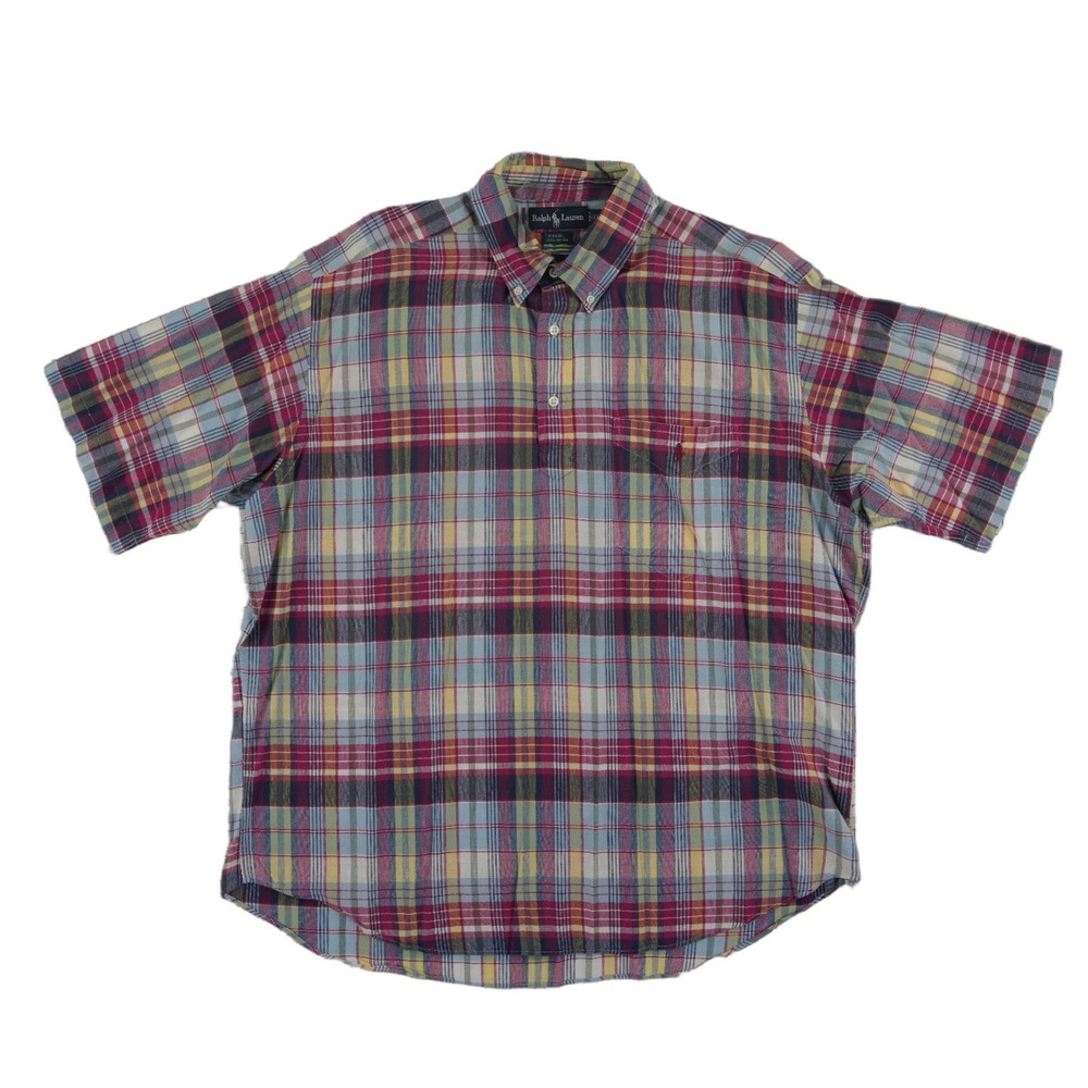 Ralph Lauren Purcell Plaid Button Down Shirt Mens Size XXL Multi 100% Cotton S/S